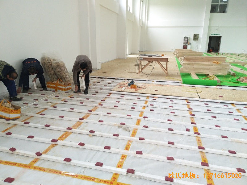 南京浦口黨?；@球館體育地板施工案例1